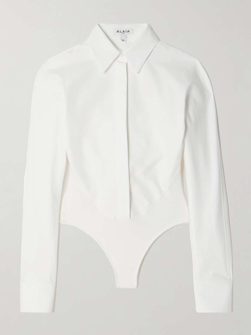 Alaïa Cotton-poplin And Ribbed Jersey Bodysuit