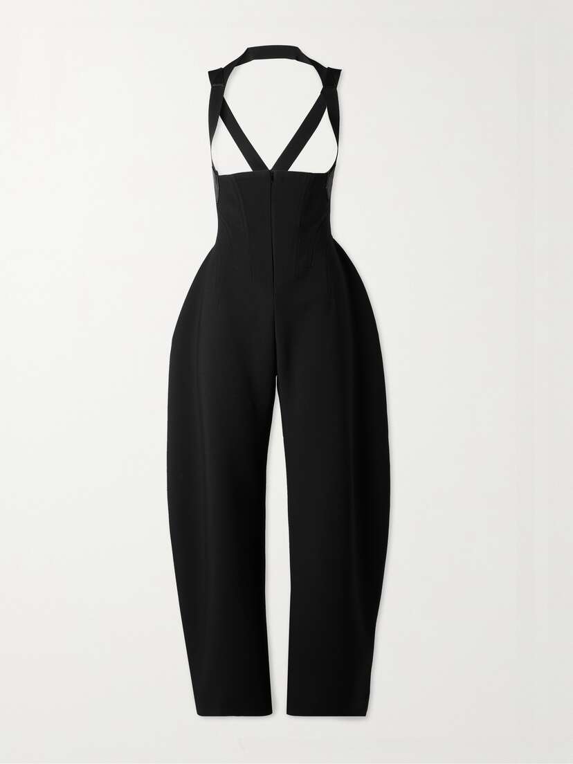 Alaïa Leather-trimmed Wool-blend Tapered Pants