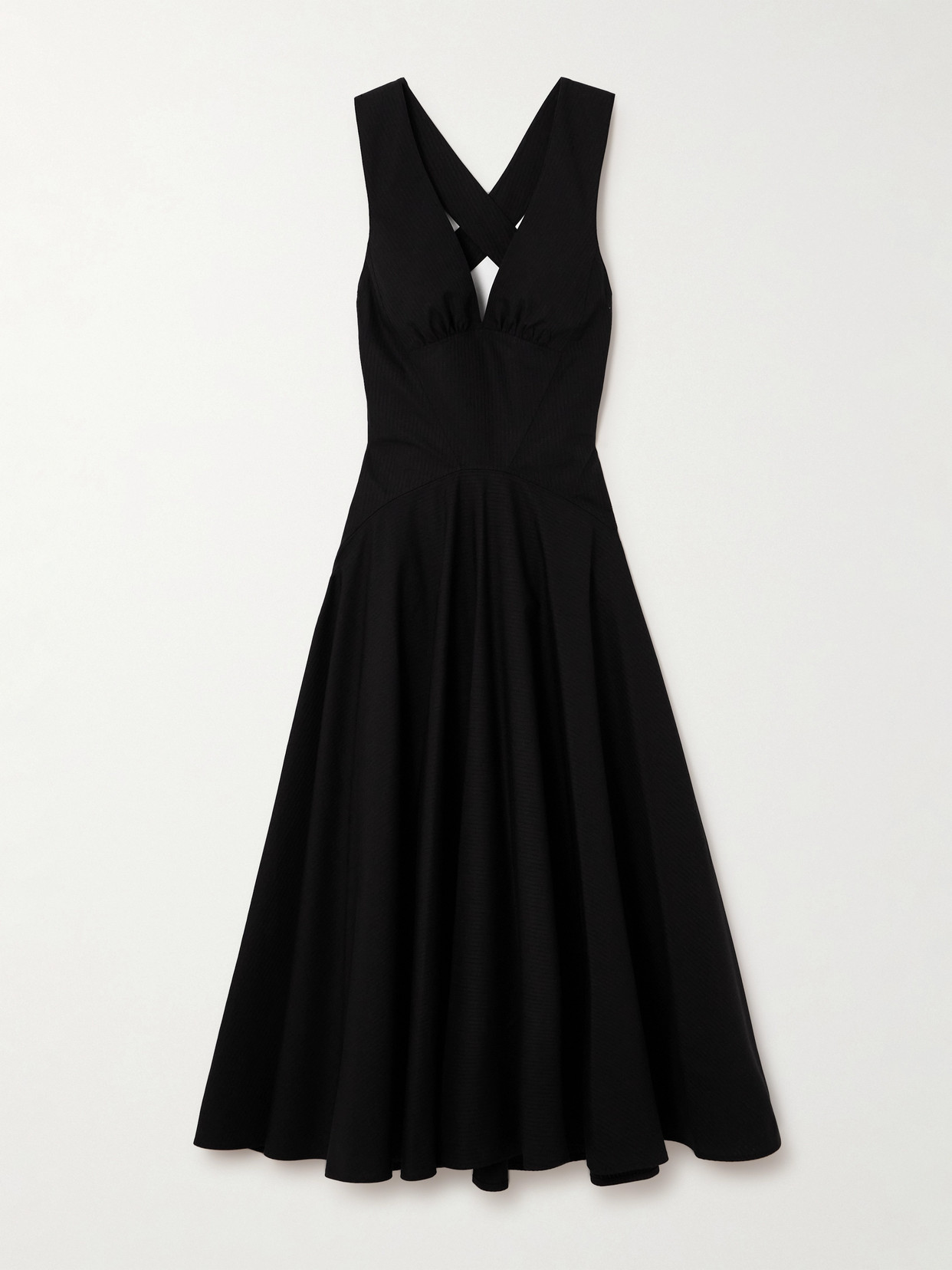 Alaïa Leather-trimmed Cotton Maxi Dress In Black