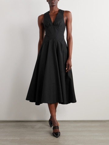 Alaïa Striped cotton-poplin midi dress