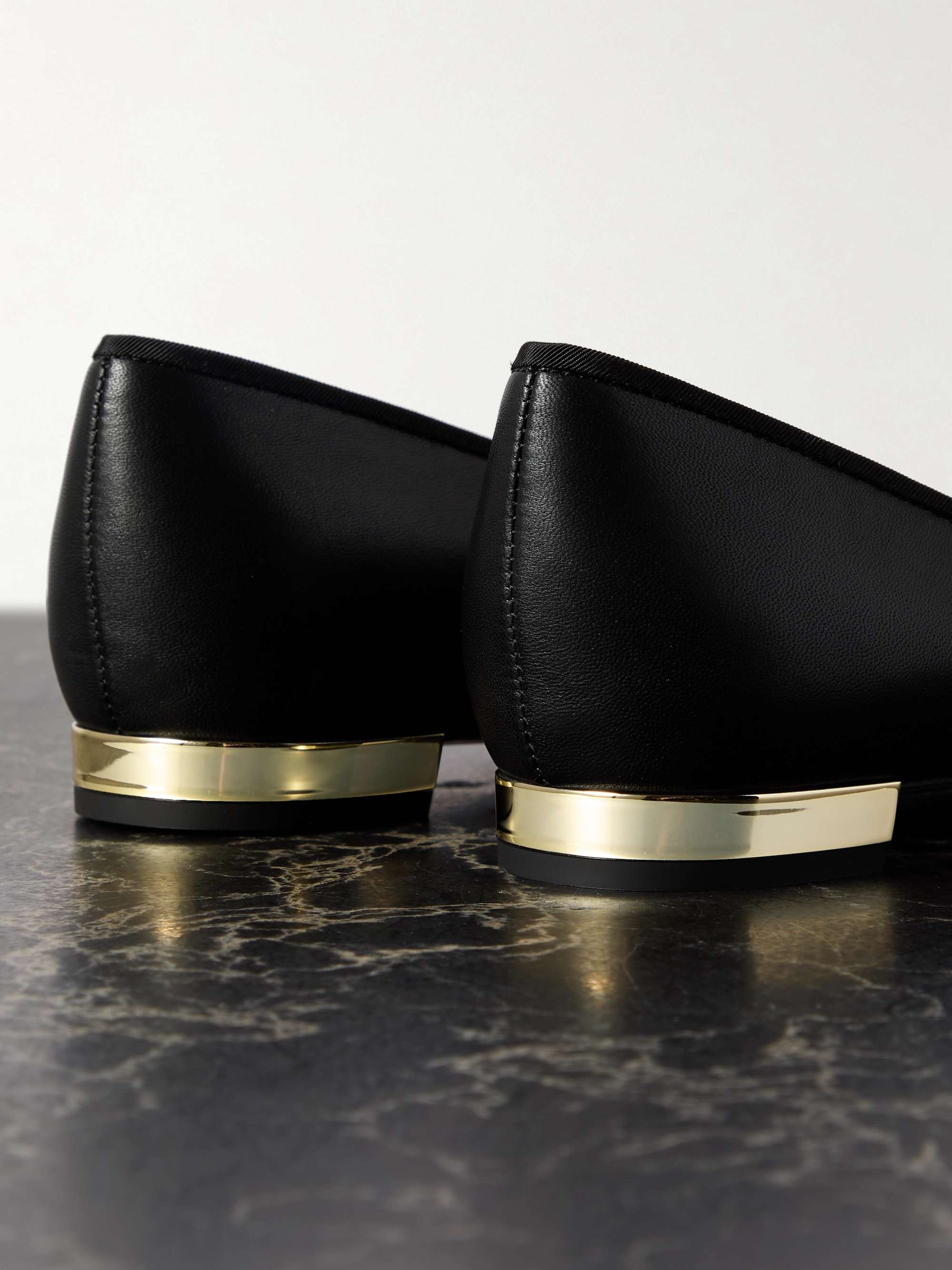 AQUAZZURA Maia grosgrain-trimmed leather ballet flats