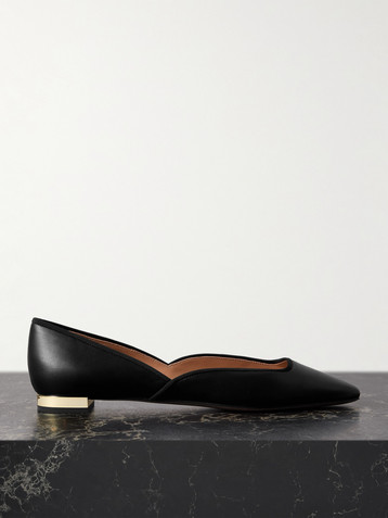 AQUAZZURA Maia grosgrain-trimmed leather ballet flats