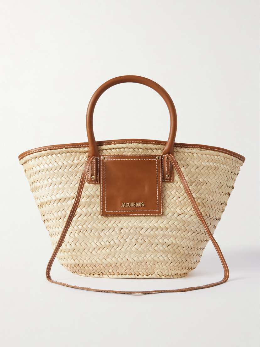 Jacquemus Le Panier Soli Leather-trimmed Raffia Tote