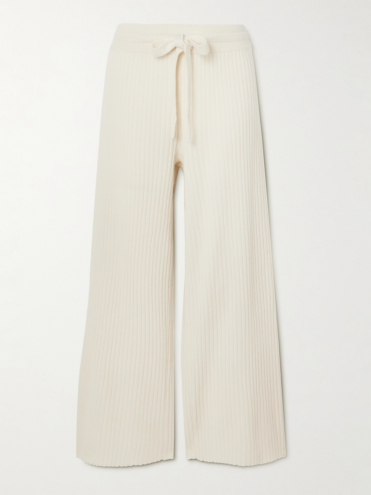 Eres Rieur Ribbed Wool And Cashmere-blend Straight-leg Trousers In Ivory