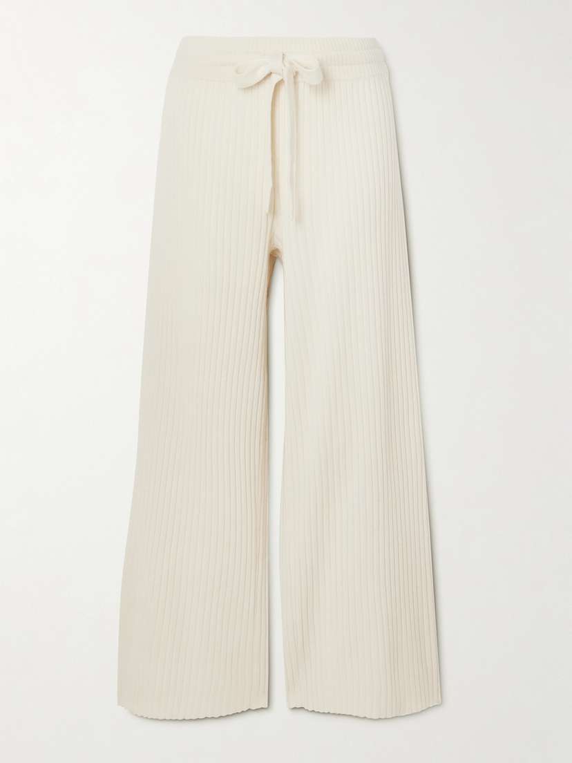 Eres Rieur Ribbed Wool And Cashmere-blend Straight-leg Pants
