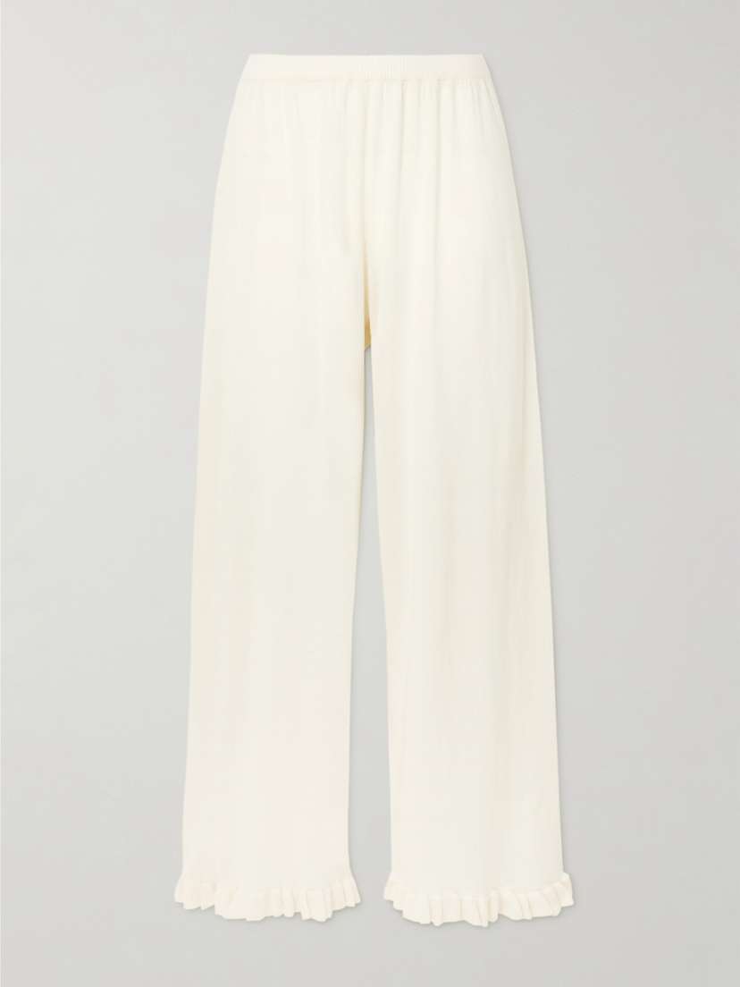 Eres Bernard Ruffled Wool And Cashmere-blend Pants