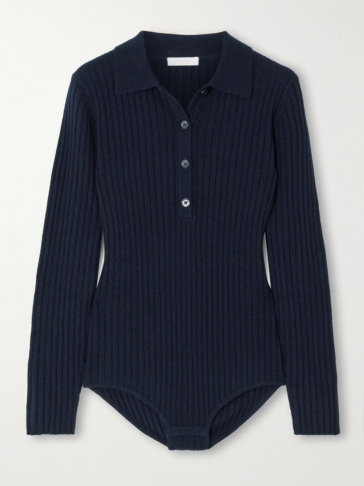 Eres Cocon Ribbed Wool And Cashmere-blend Bodysuit In Blue