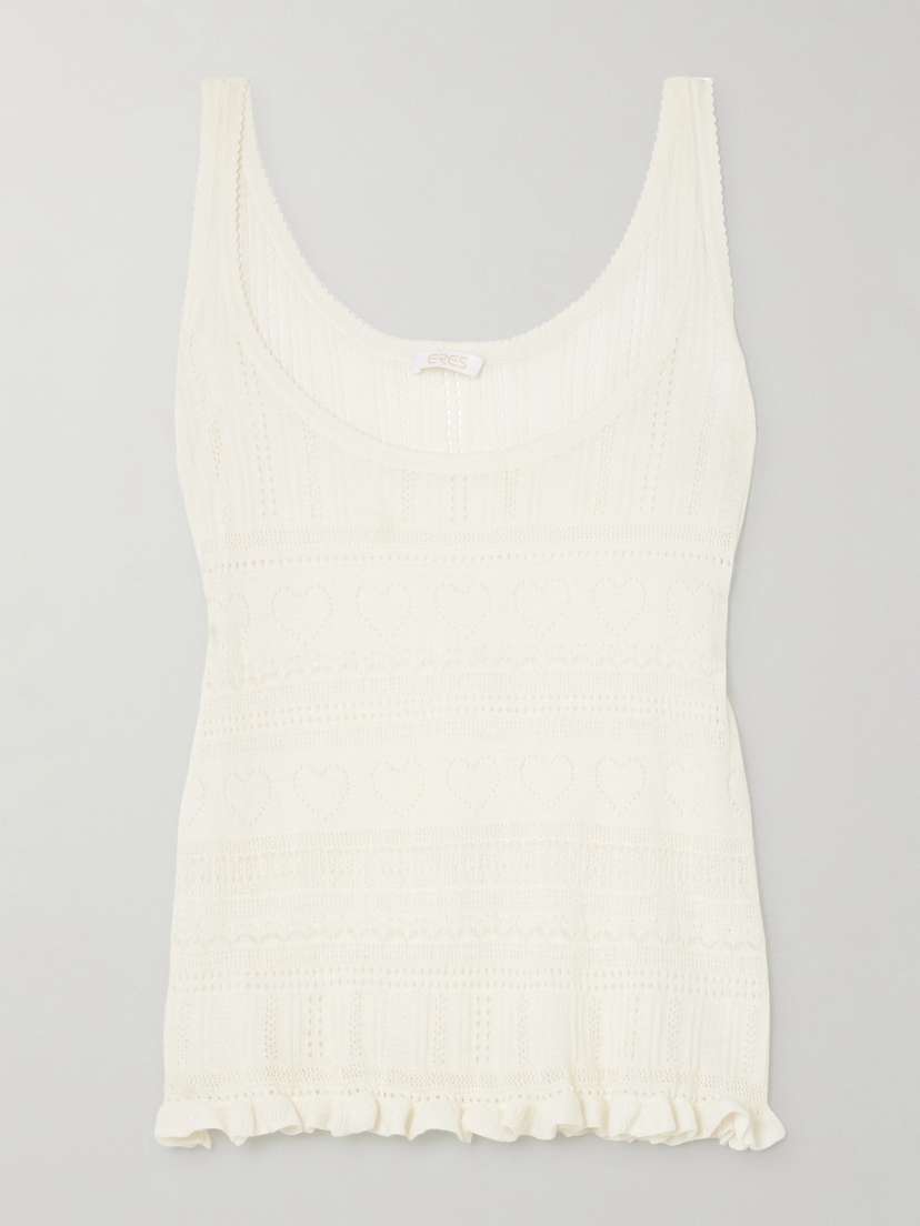 Eres Irene Ruffled Pointelle-knit Cashmere Tank