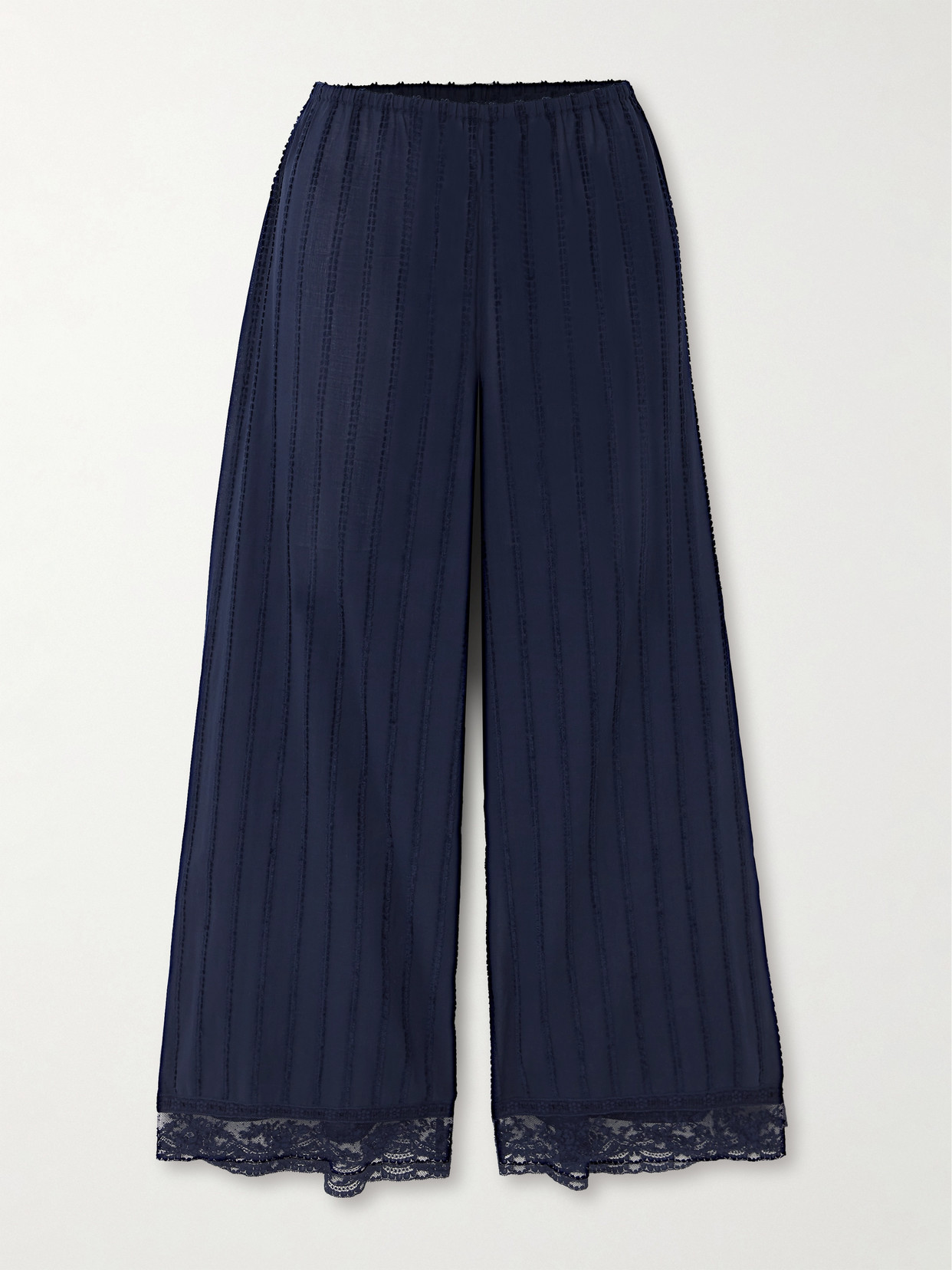 Eres - Opale Lace-trimmed Cotton Pajama Pants - Blue
