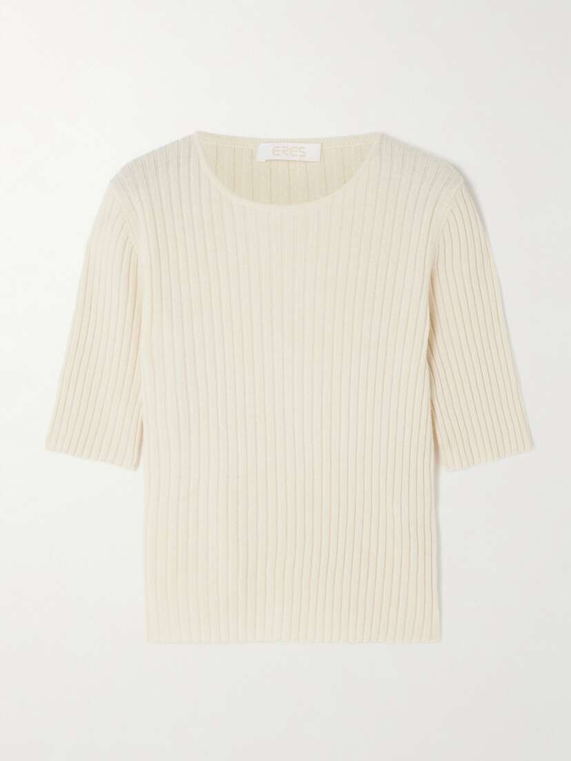 Eres Intime Ribbed Wool And Cashmere-blend Top