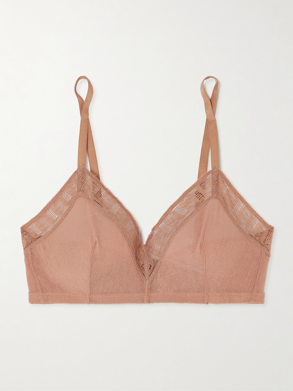 Eres - Linon Mémoire Lace-trimmed Stretch-tulle Soft-cup Triangle Bra - Neutrals