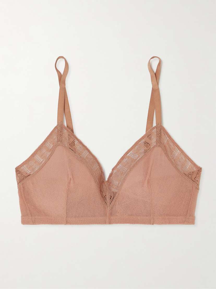 Eres Linon Mémoire Lace-trimmed Stretch-tulle Soft-cup Triangle Bra