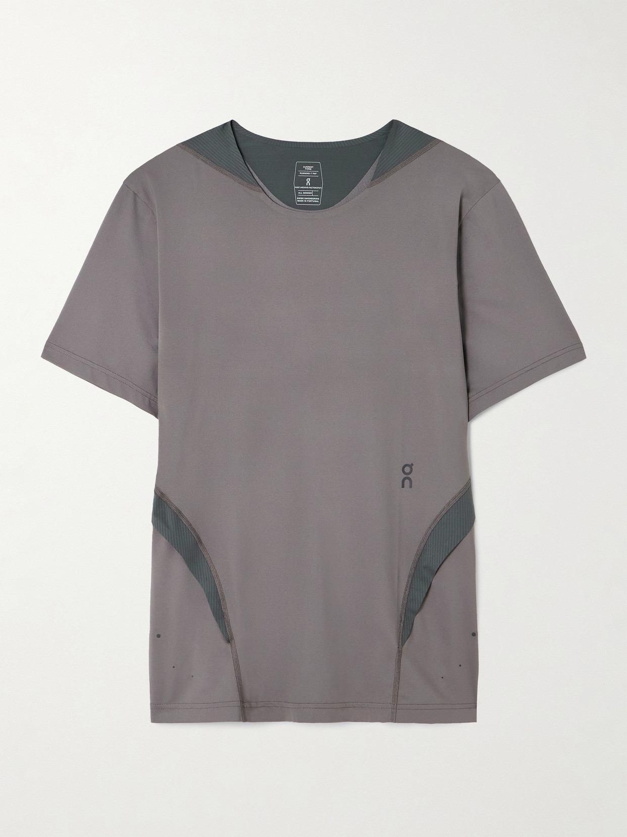 On + Post Archive Facti Printed Recycled Stretch-jersey And Mesh T-shirt In Gray
