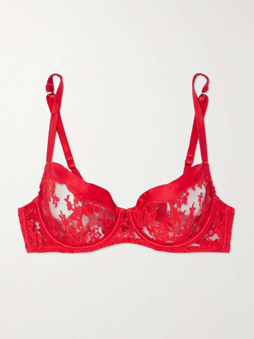Coco de Mer Marella Satin-trimmed Chantilly Lace Underwired Bra