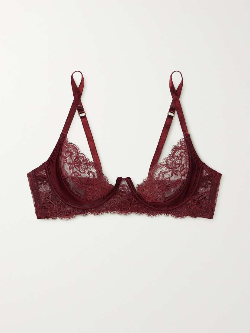 Coco de Mer Seraphine Silk-blend Satin And Lace Underwired Plunge Bra