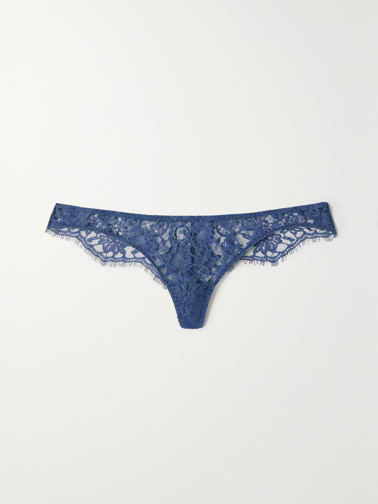 Coco de Mer - Hera Leavers Lace Thong - Blue