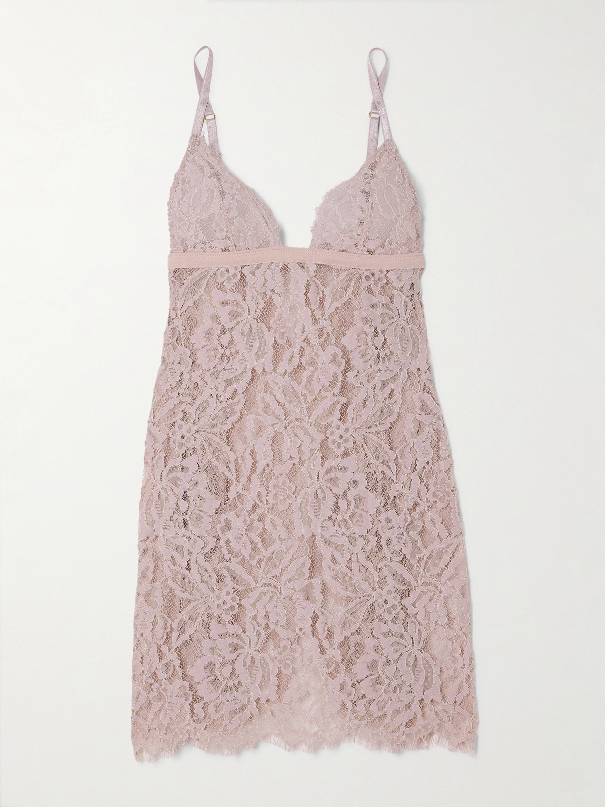 Coco De Mer Aurelia Satin-trimmed Corded Lace Chemise In Pink