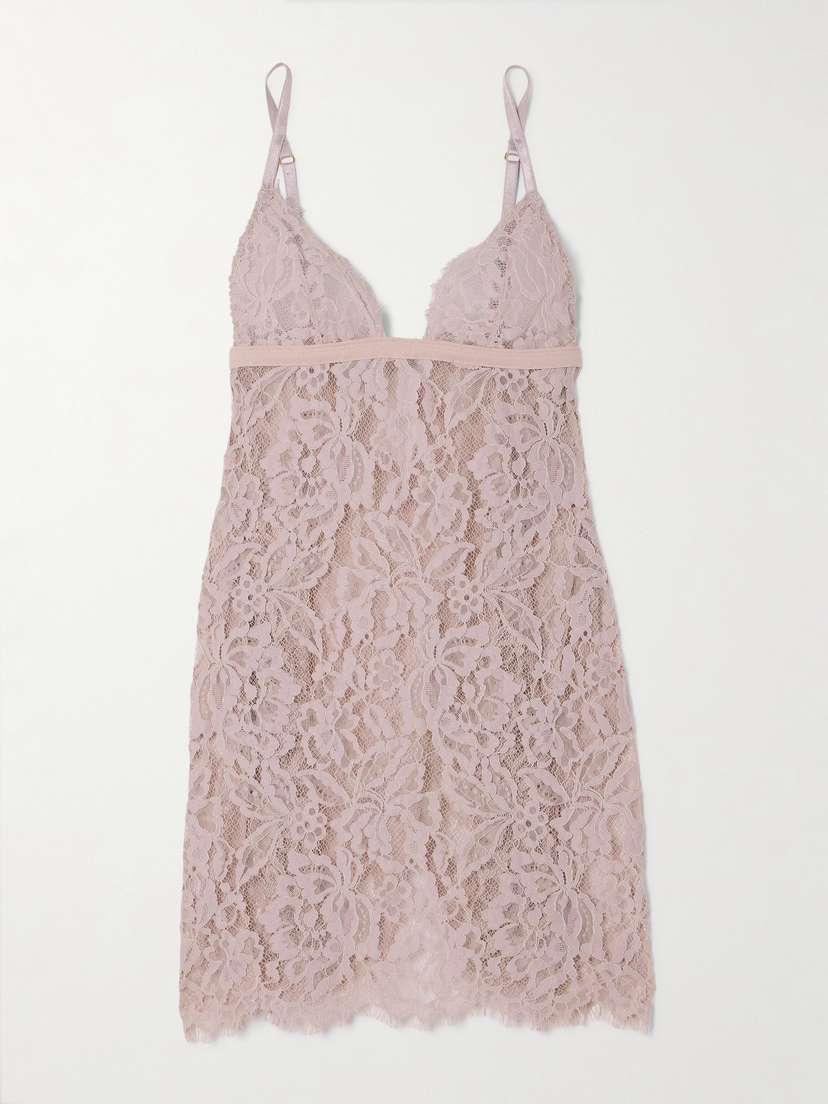 Coco de Mer Aurelia Satin-trimmed Corded Lace Chemise
