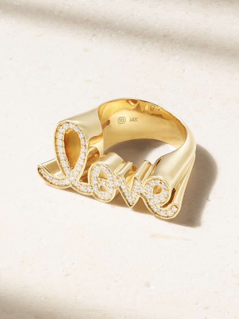 Sydney Evan Love Script 14-karat Gold Diamond Ring