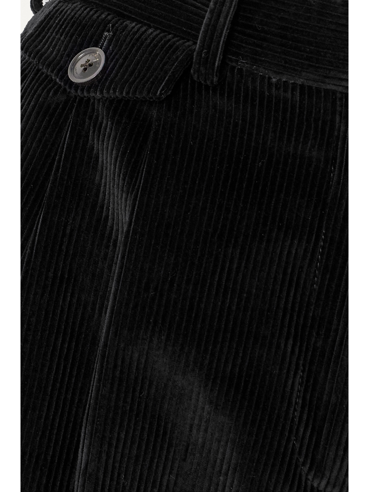 Shop Purdey Pleated Cotton-corduroy Tapered Pants In Black