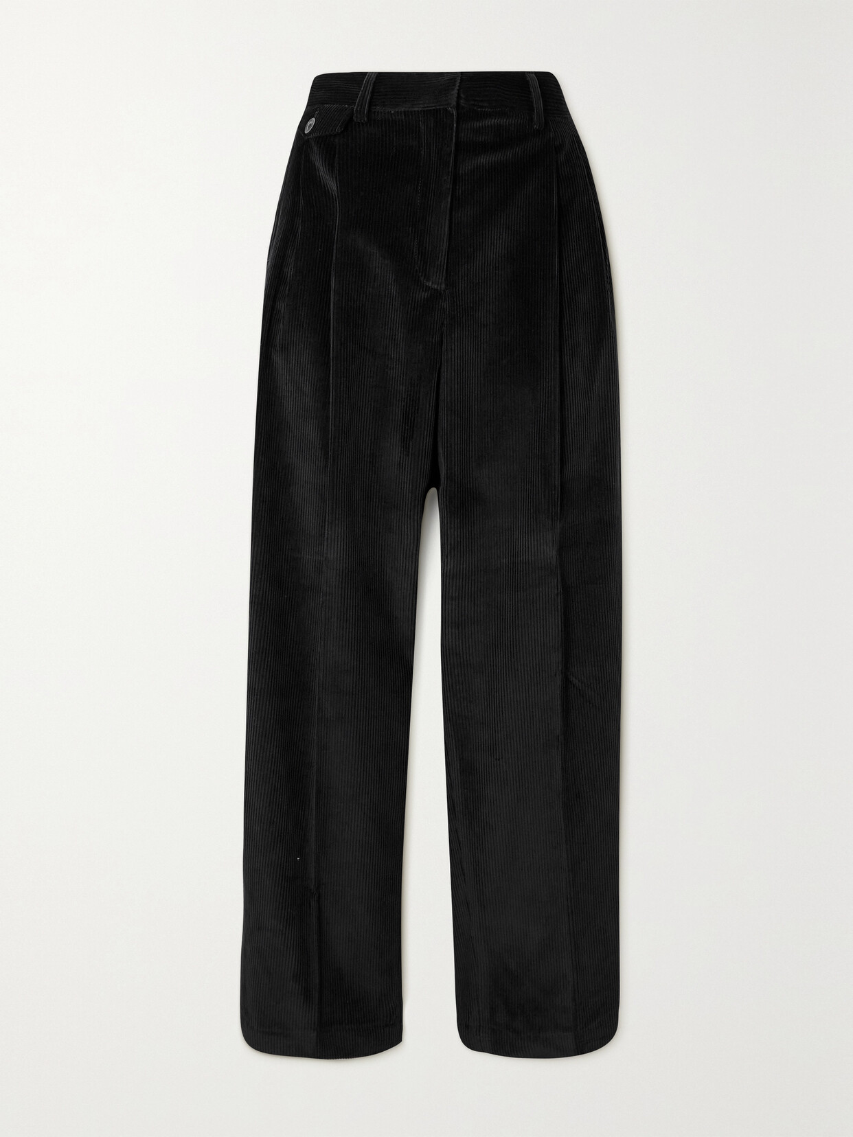 Purdey Pleated Cotton-corduroy Tapered Trousers In Black