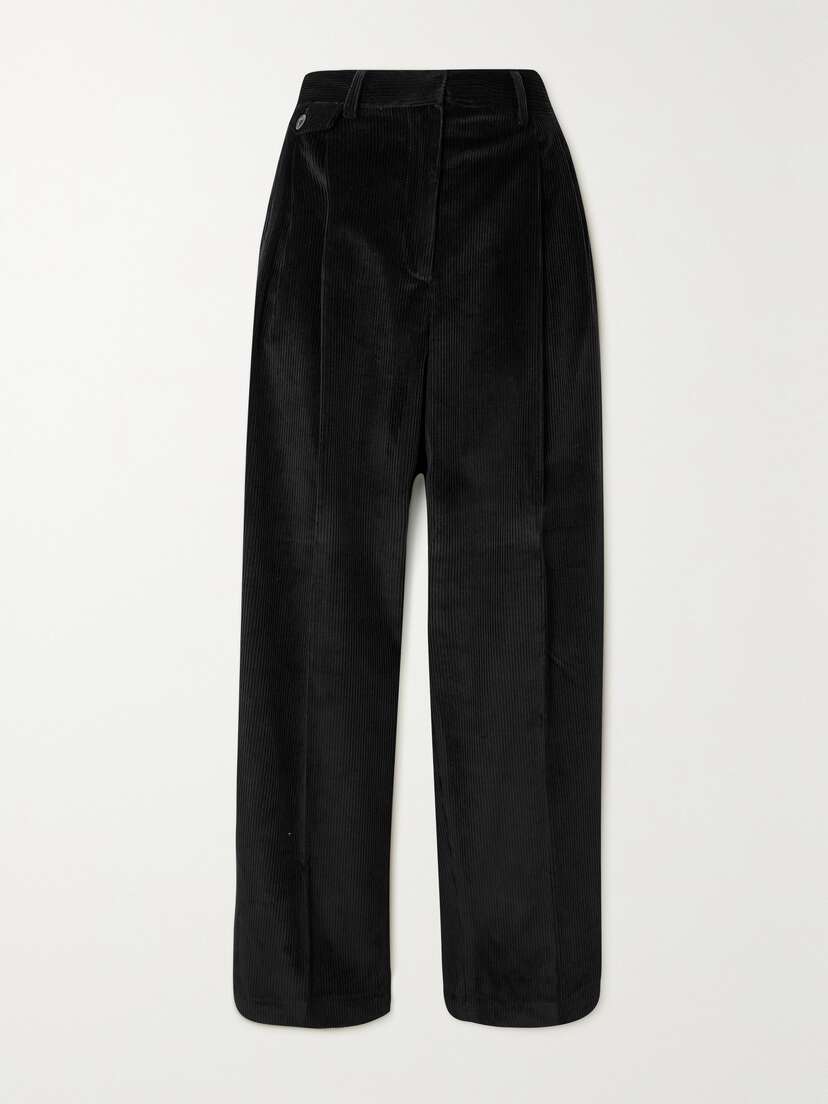 Purdey Pleated Cotton-corduroy Tapered Pants