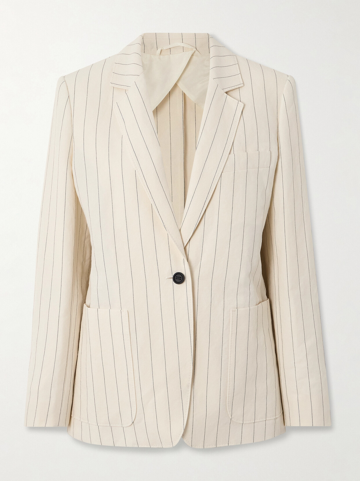 Max Mara Micron Pinstriped Linen And Cotton-blend Blazer In White