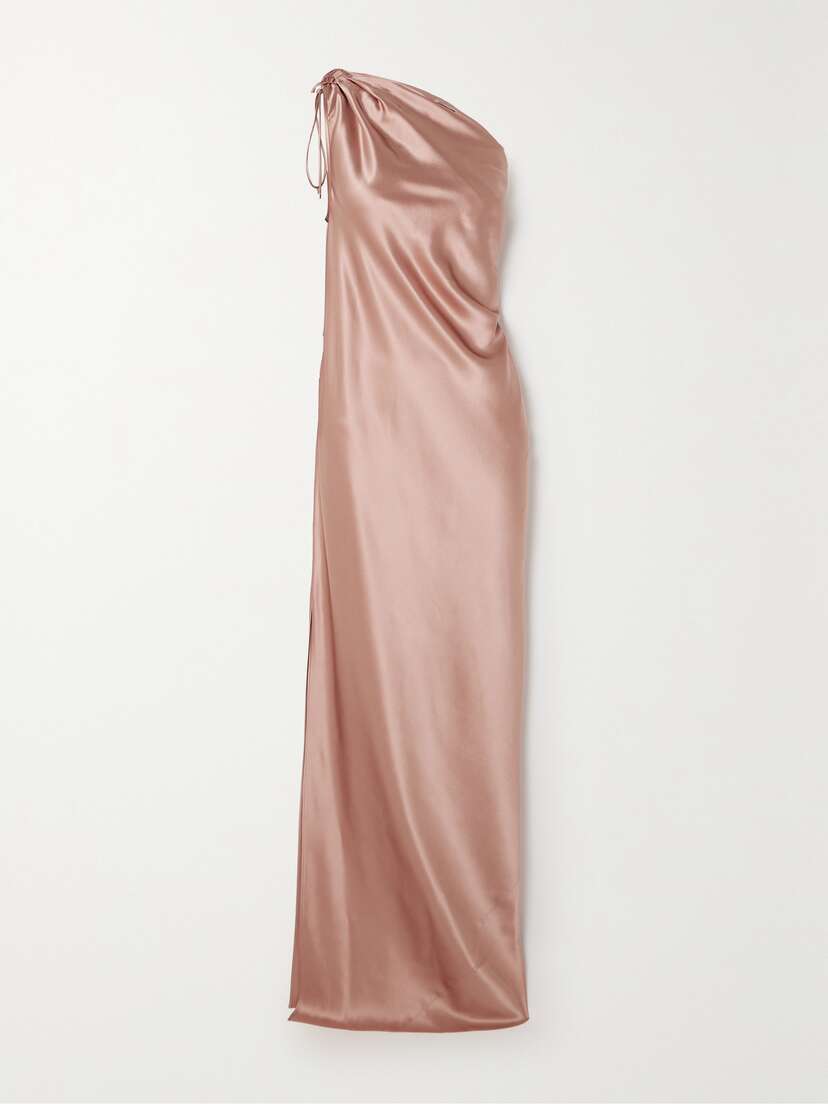 Max Mara Opera One-shoulder Gathered Silk-satin Gown