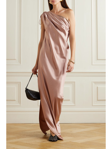 Max Mara Opera one-shoulder gathered silk-satin gown