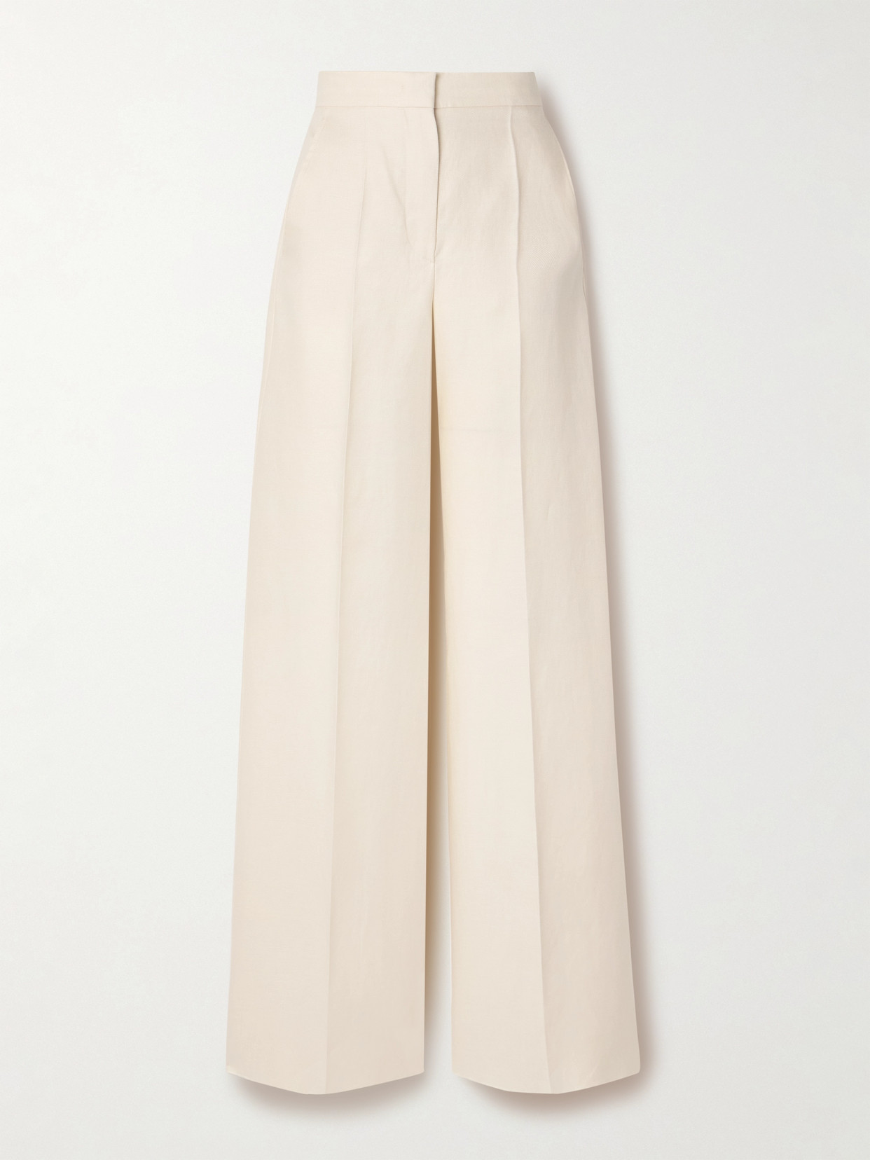 Shop Max Mara Hangar Linen-twill Wide-leg Pants In Ivory