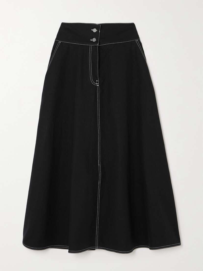 Max Mara Yamato Cotton And Linen-blend Midi Skirt
