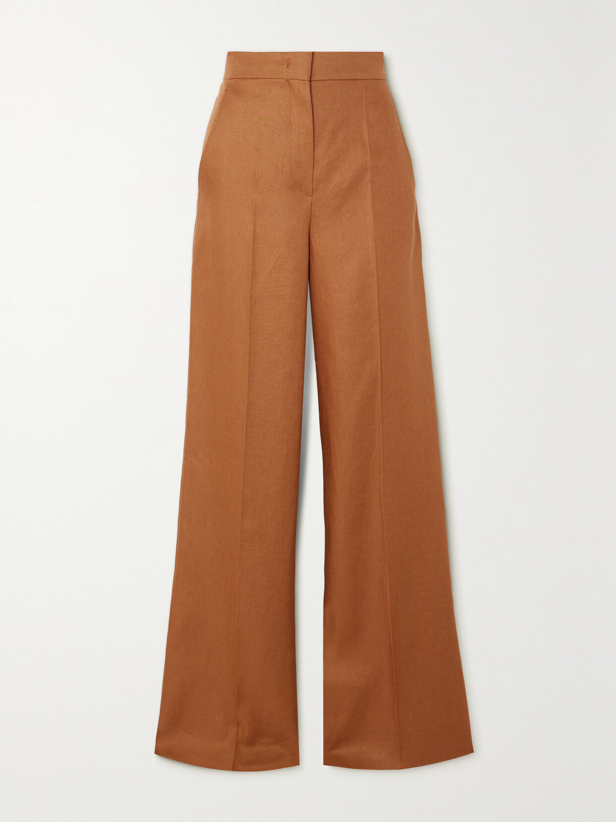 Shop Max Mara Hangar Linen Wide-leg Pants In Brown