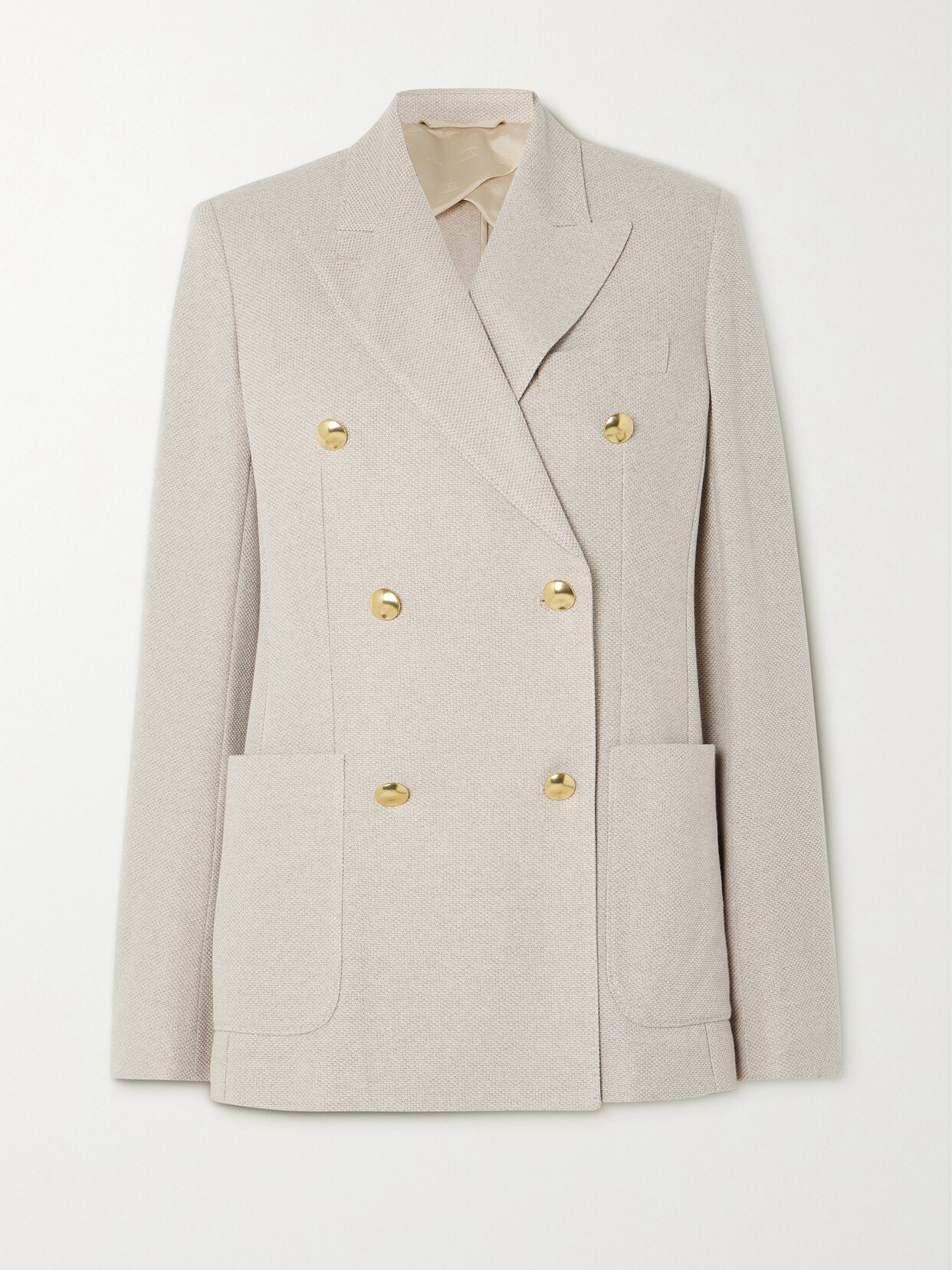 Max Mara Vanadio Double-breasted Grain De Poudre Cotton Blazer In Neutrals