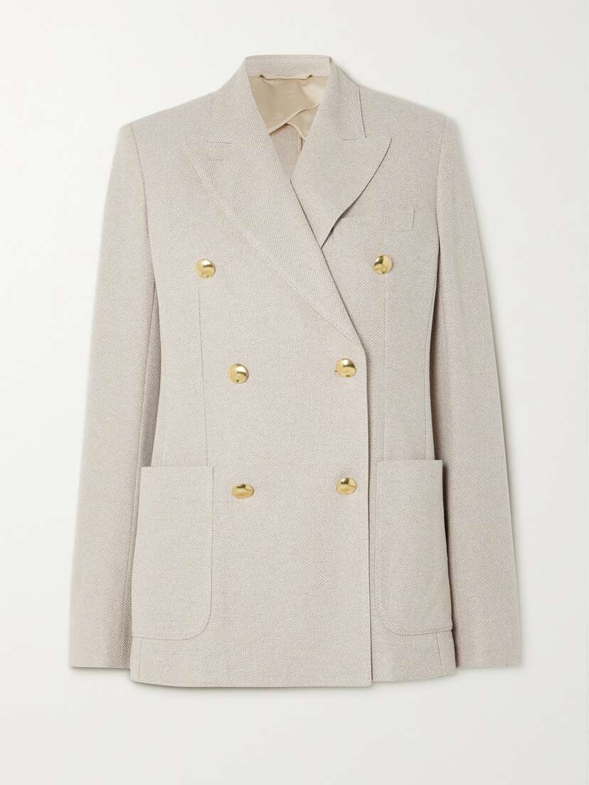 Max Mara Vanadio Double-breasted Grain De Poudre Cotton Blazer