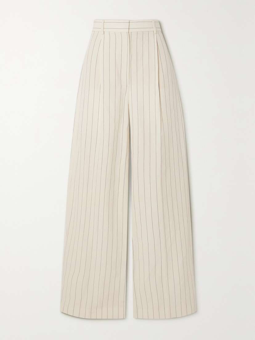 Max Mara Giuliva Pinstriped Linen And Cotton-blend Pants