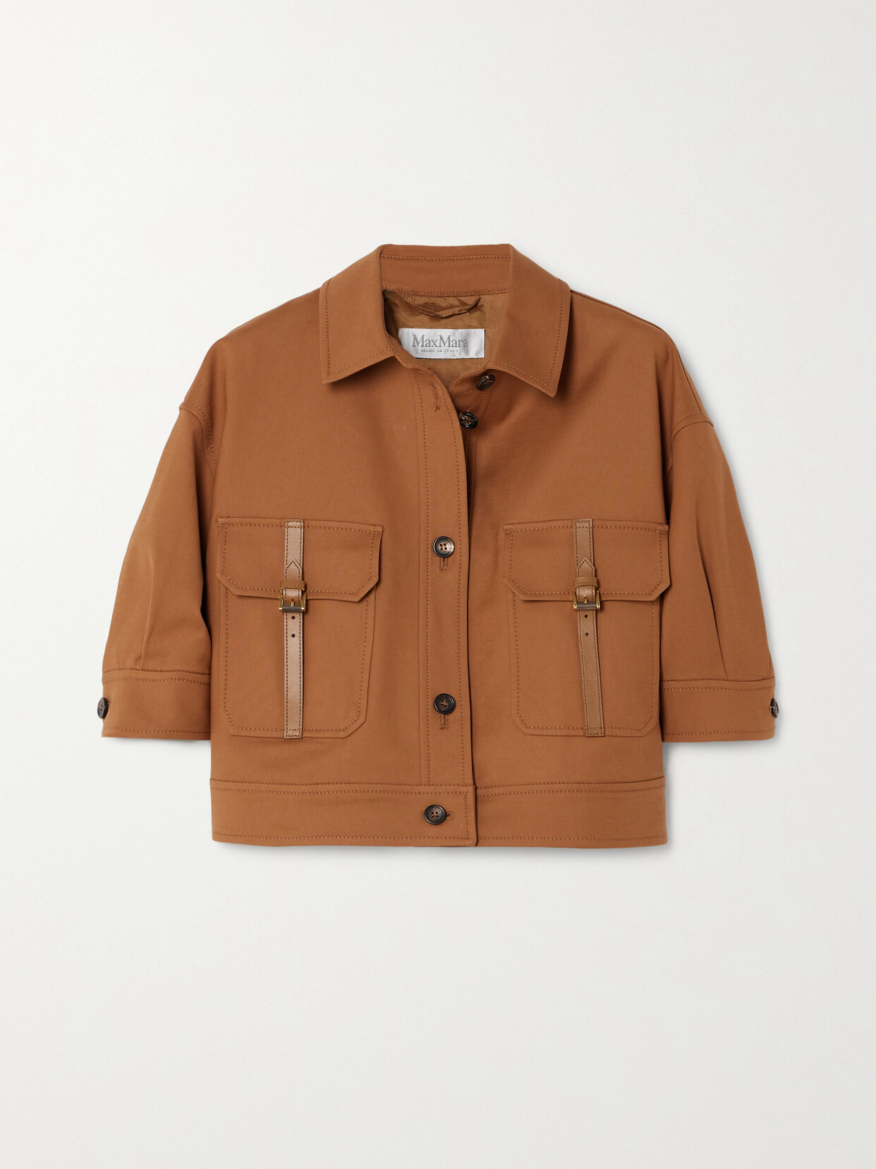 Max Mara - Agiate Cropped Stretch-cotton Jacket - Brown