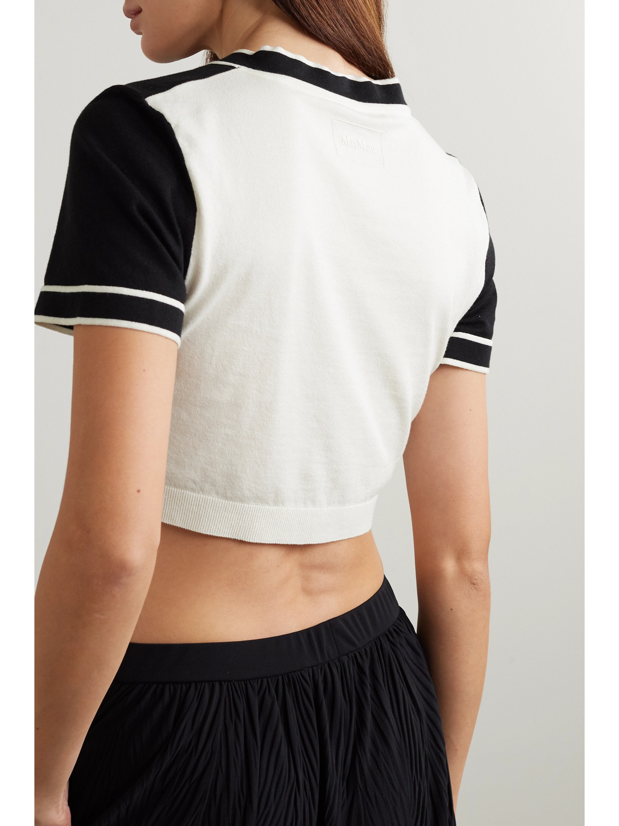 Uscio Cropped Two-Tone Cotton-Blend T-Shirt