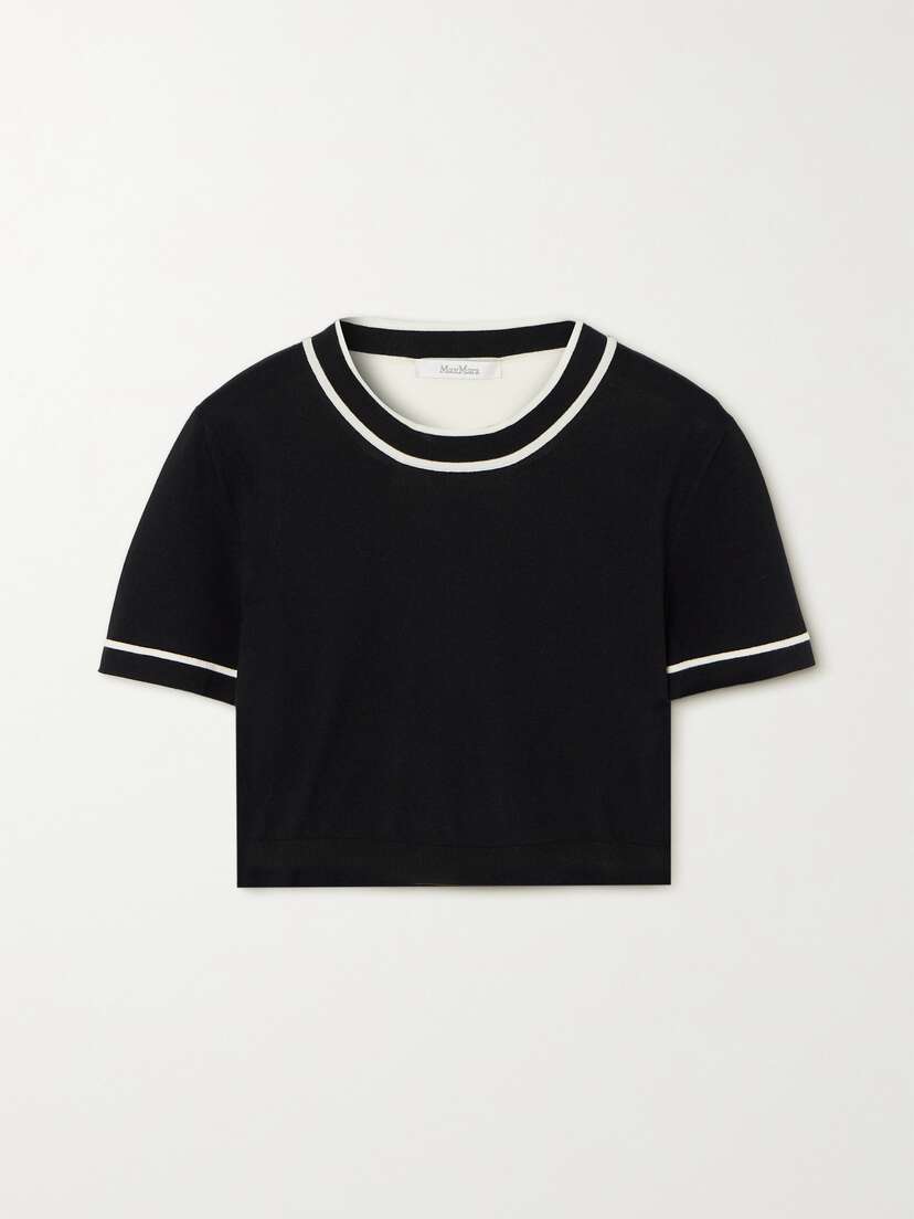 Max Mara — Uscio cropped two-tone cotton-blend T-shirt