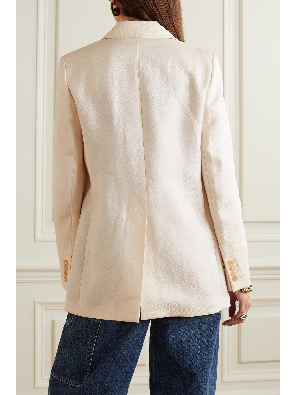 Shop Max Mara Boemia Linen-twill Blazer In Ivory