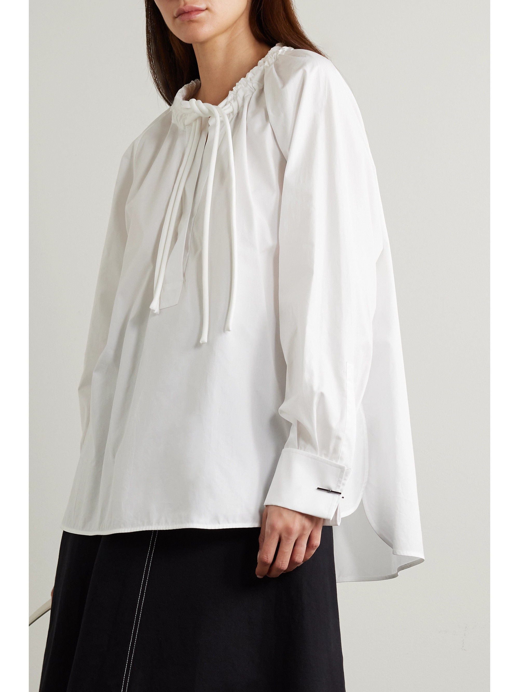 Max Mara Ario gathered cotton-poplin blouse