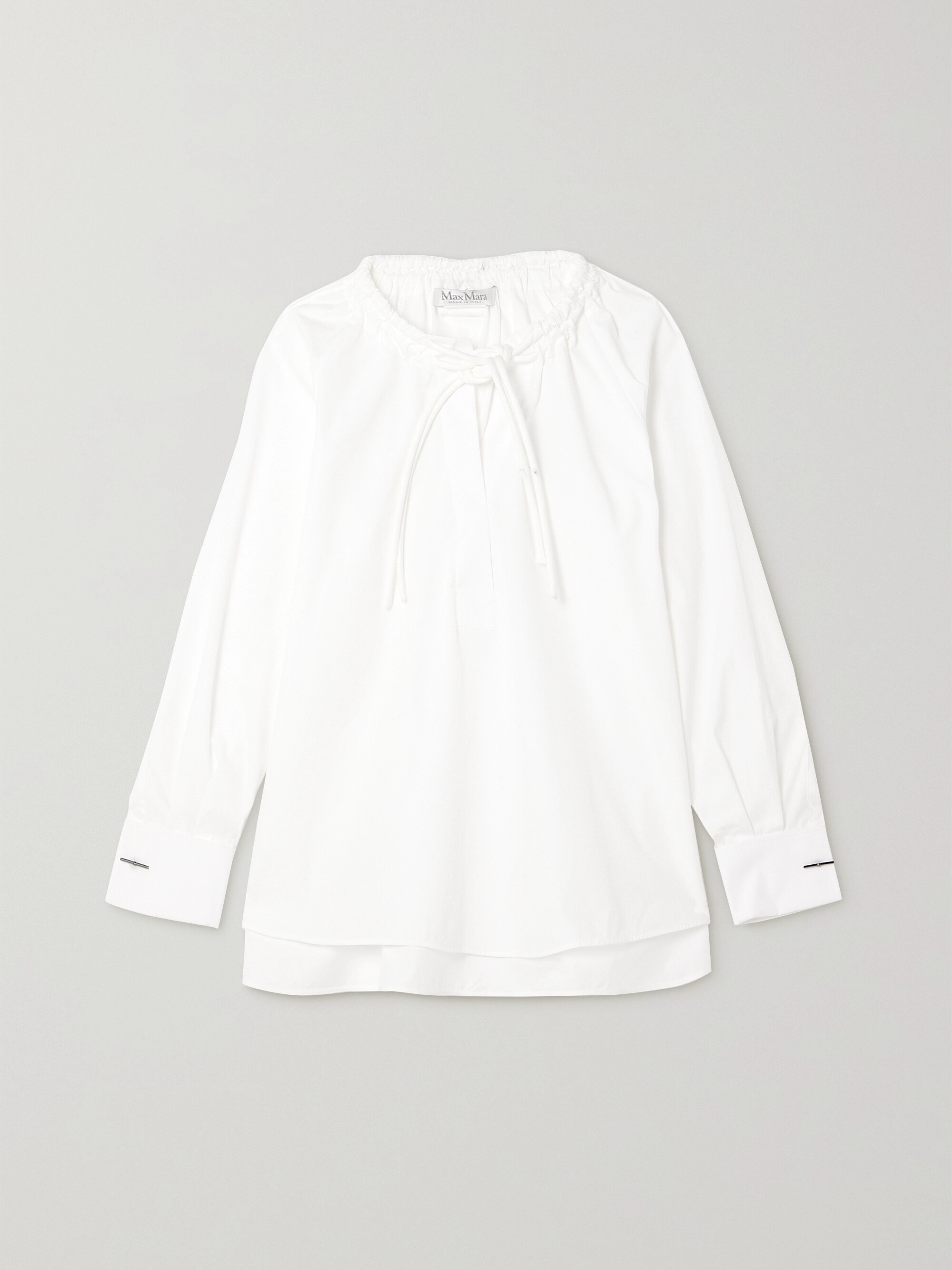 Max Mara Ario gathered cotton-poplin blouse