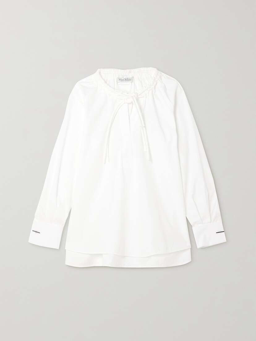 Max Mara Ario Gathered Cotton-poplin Blouse