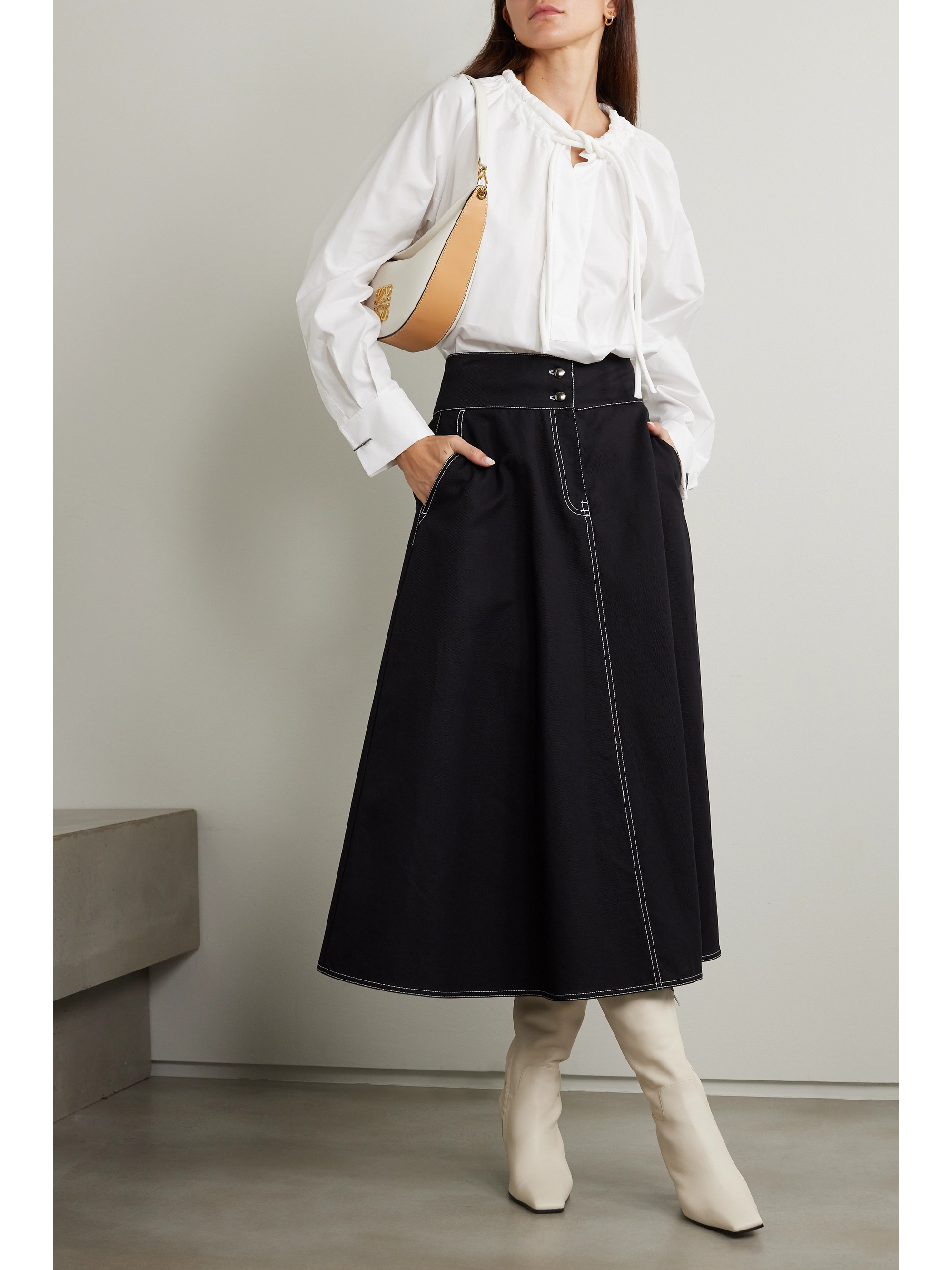 Max Mara Ario gathered cotton-poplin blouse