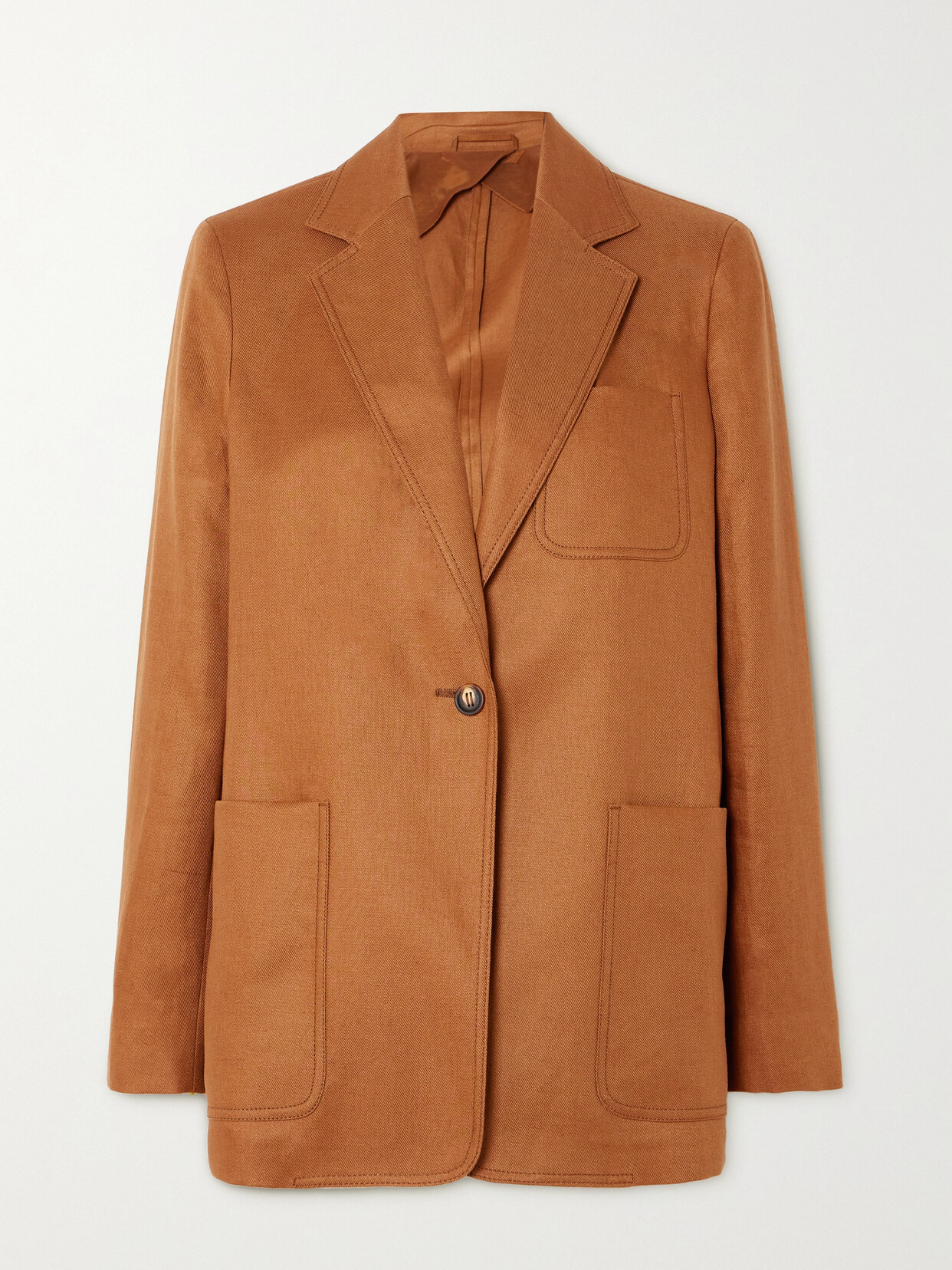 Shop Max Mara Boemia Linen-twill Blazer In Brown