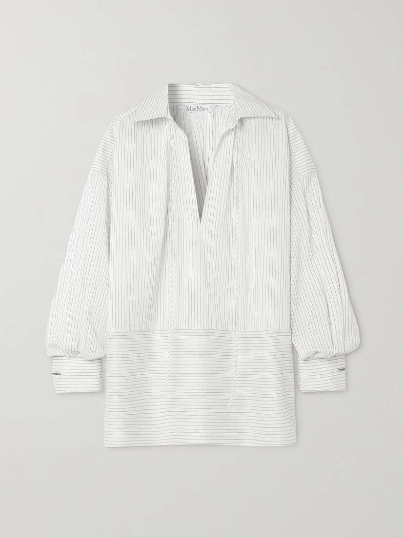 Max Mara — Saletta oversized pinstriped cotton and silk-blend blouse