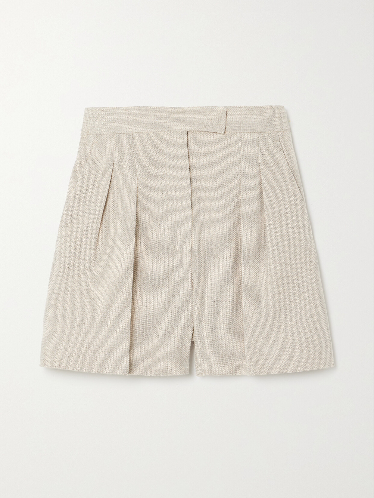 Shop Max Mara Jessica Pleated Cotton Shorts In Neutrals