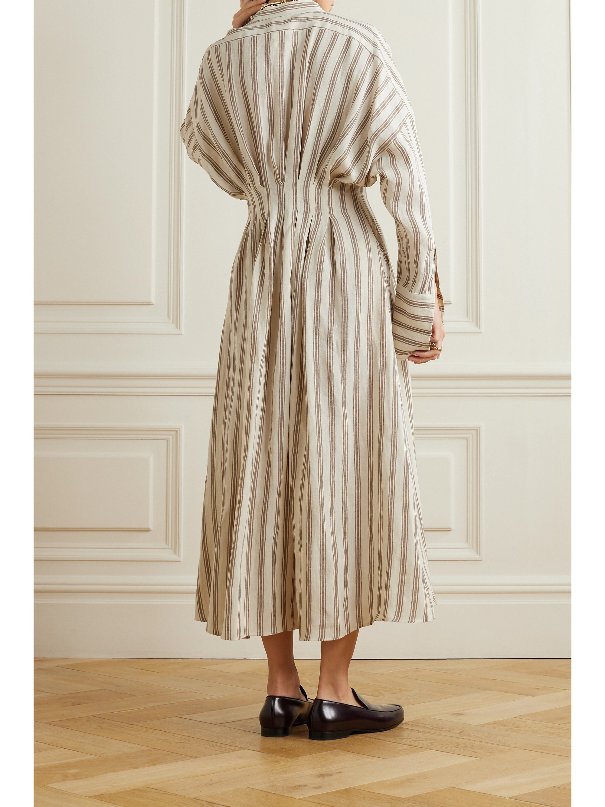 Max Mara Yole striped linen midi shirt dress