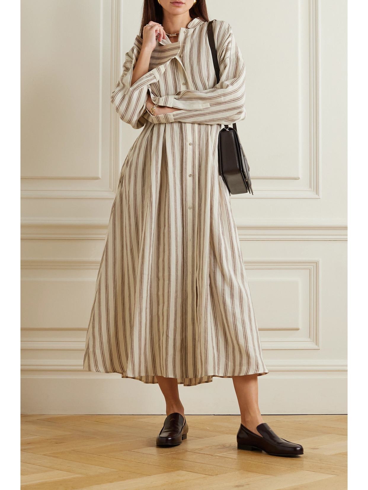 Max Mara Woman Maxi Dress Beige Size 16 Linen In Nude