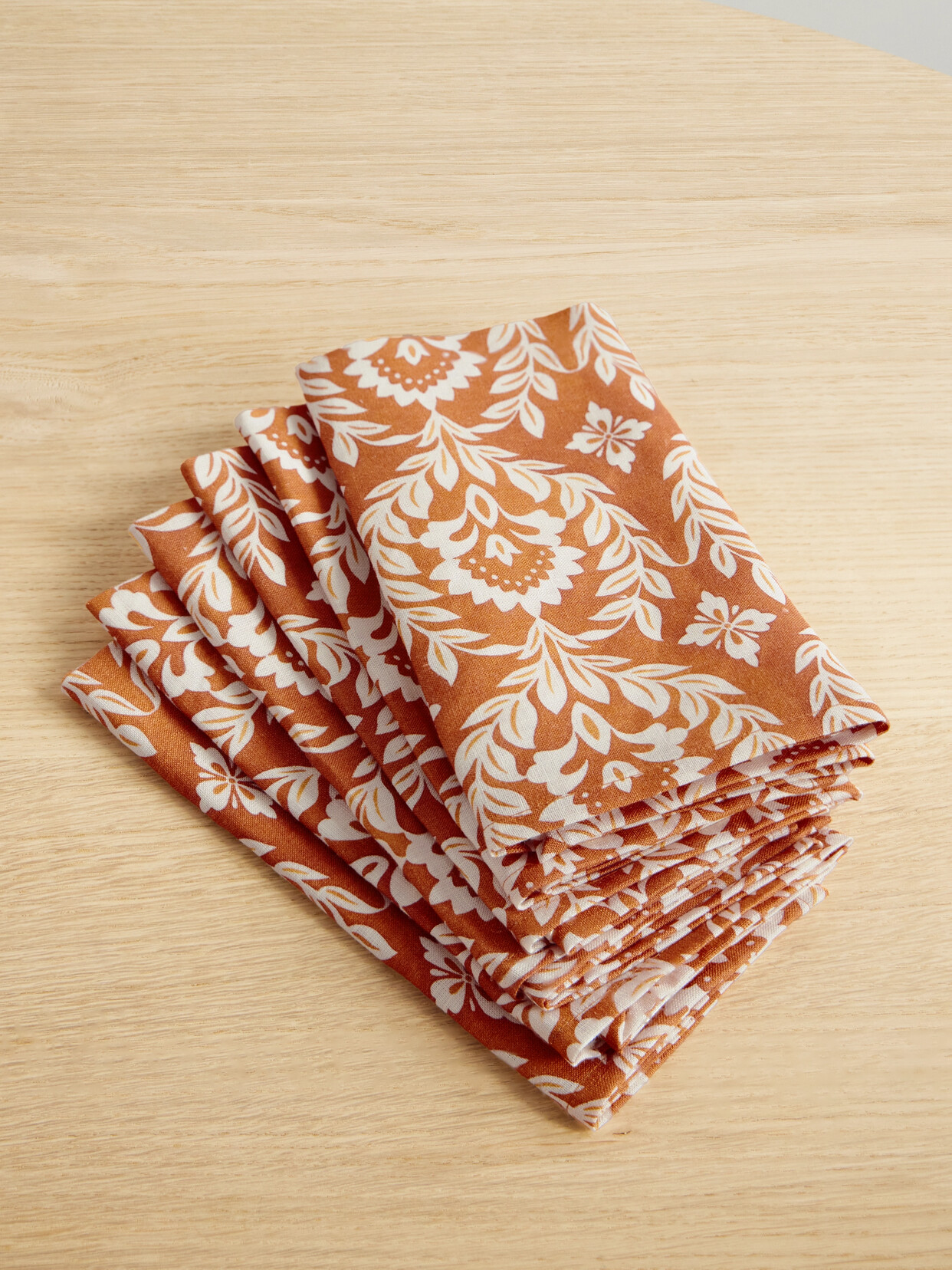 La DoubleJ - Set Of Six Floral-print Linen Napkins - Orange