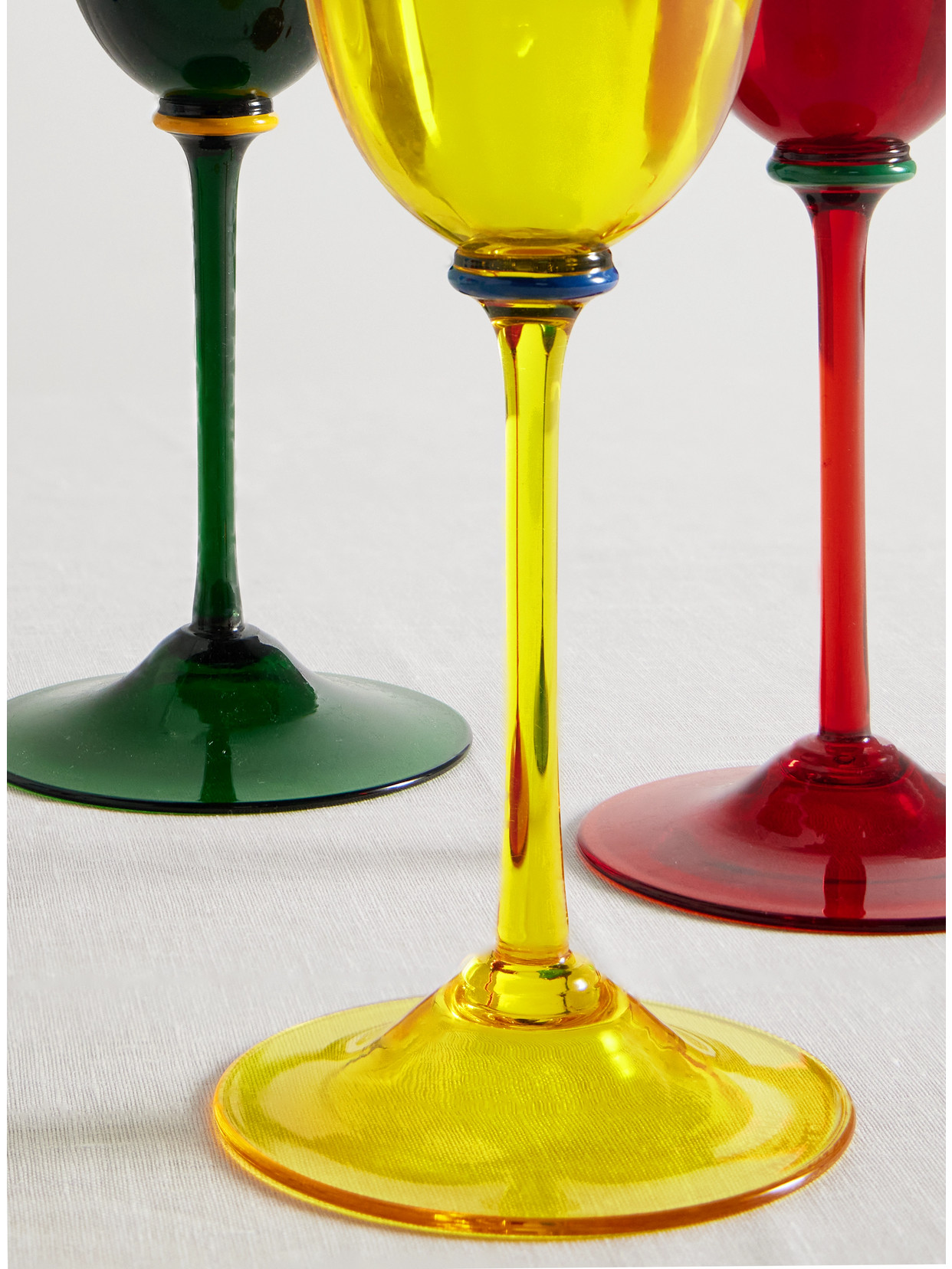 La Doublej Set Of Eight Murano Wine Glasses In Multi